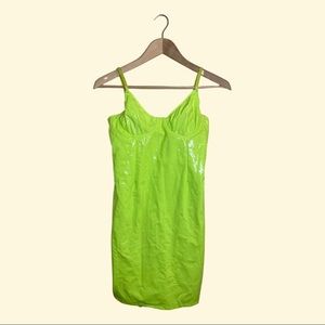 Neon green latex dress - great condition - medium